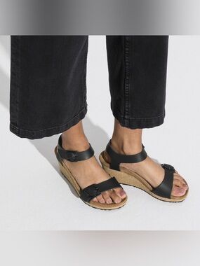 New Black Wedge Sandals